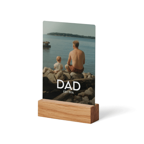 Personalized Metal Tabletop Print in wood stand