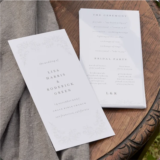 Programs Stylishly guide guests through the ceremony. Shop Wedding Programs