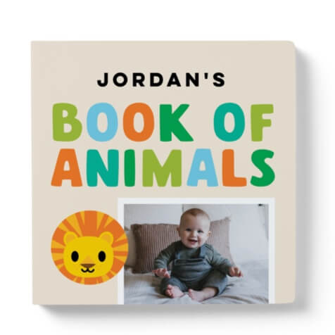 Children board book with jordans book of animal with a picture of a baby on the cover