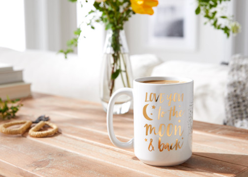 Custom mugs and Personalized mugs Gold Foil Handle Custom Logo