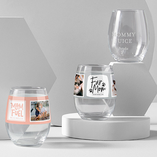 Custom wine glasses with engraved names photos