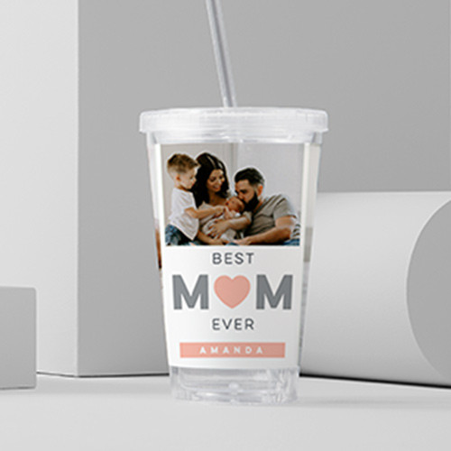 Gray pink water tumbler best mom ever