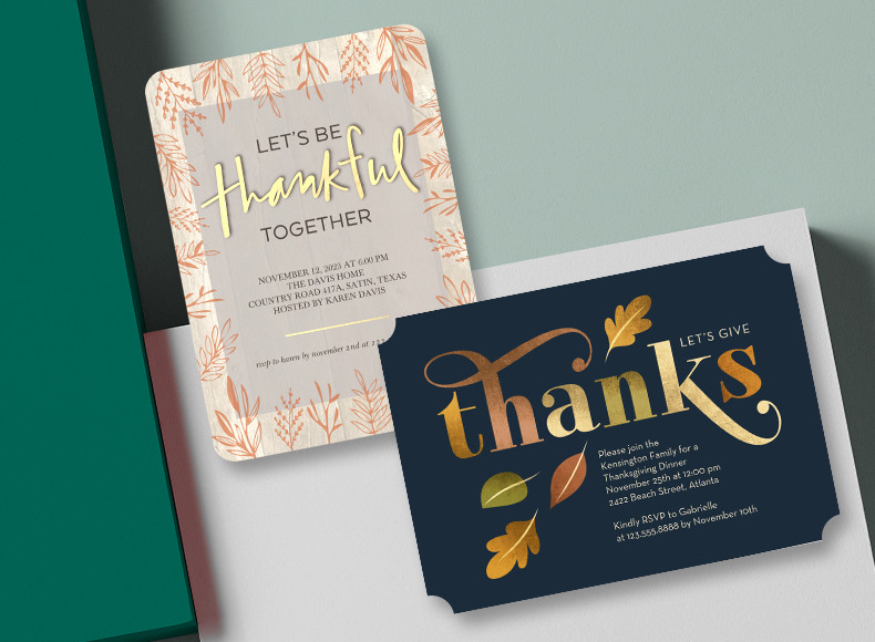 Friendsgiving invites from Shutterfly let you get the whole group together for Thanksgiving of your own creation.