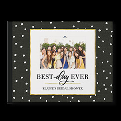 Chic Celebrations by Float Paperie custom photo book style with a picture of a group of friends on the cover