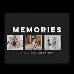 Modern Photo Album custom photo book style with three pictures of a family on the cover