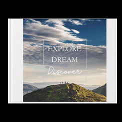 Travel Gallery travel photo book style with a picture of a hill and clouds on the cover