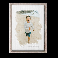 Brush strokes design canvas wall art with little boy running