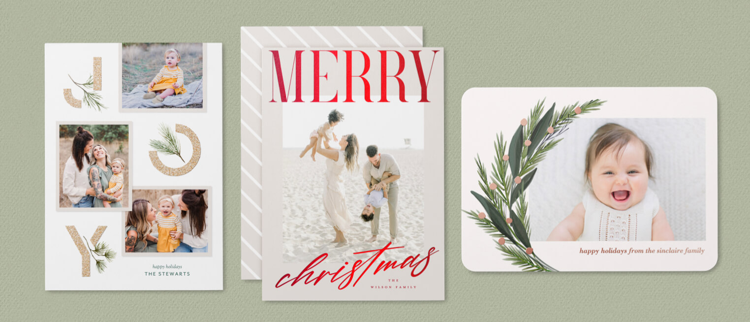 Shop glitter and foil holiday cards