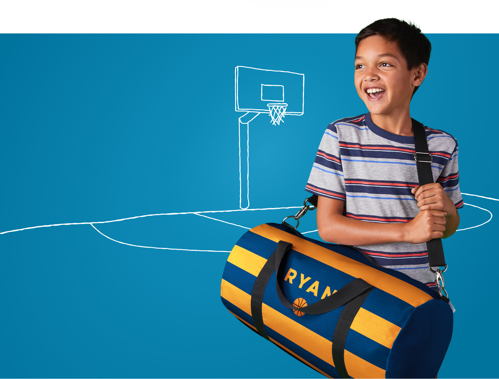 child carrying a gym bag