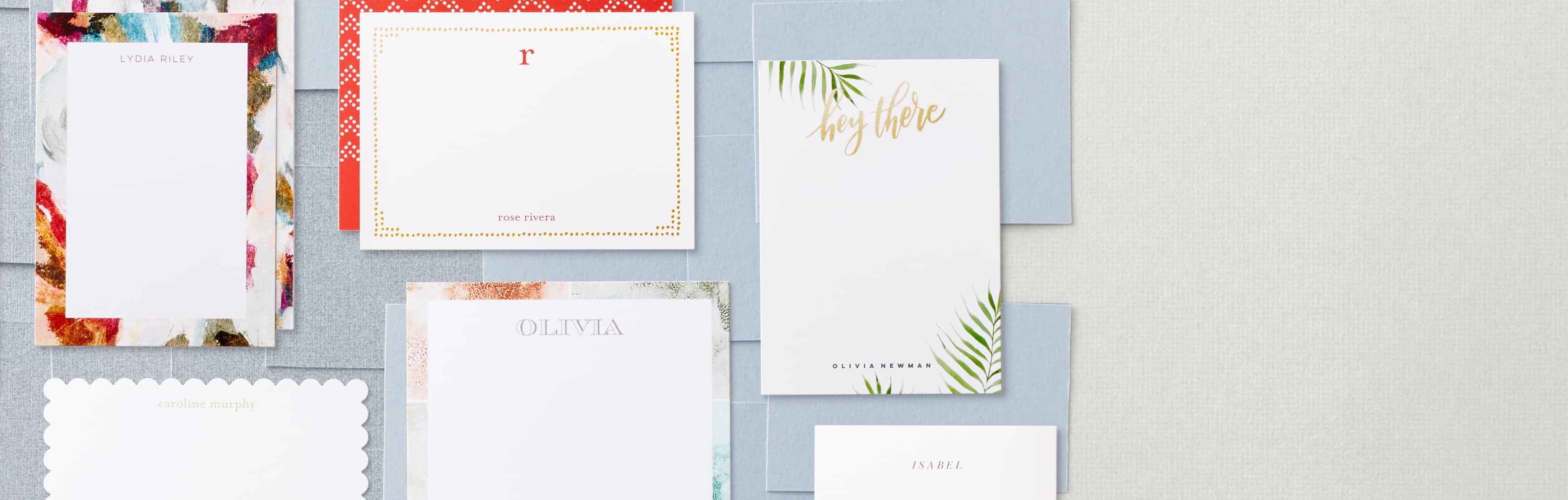A collection of colorful personalized stationery